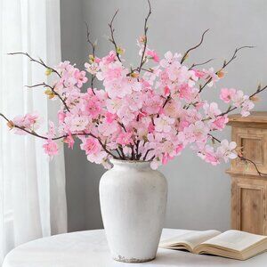 Pink 18.11 Inch 12-Pcs Blossom Branches Artificial Flowers Vases Home Decor